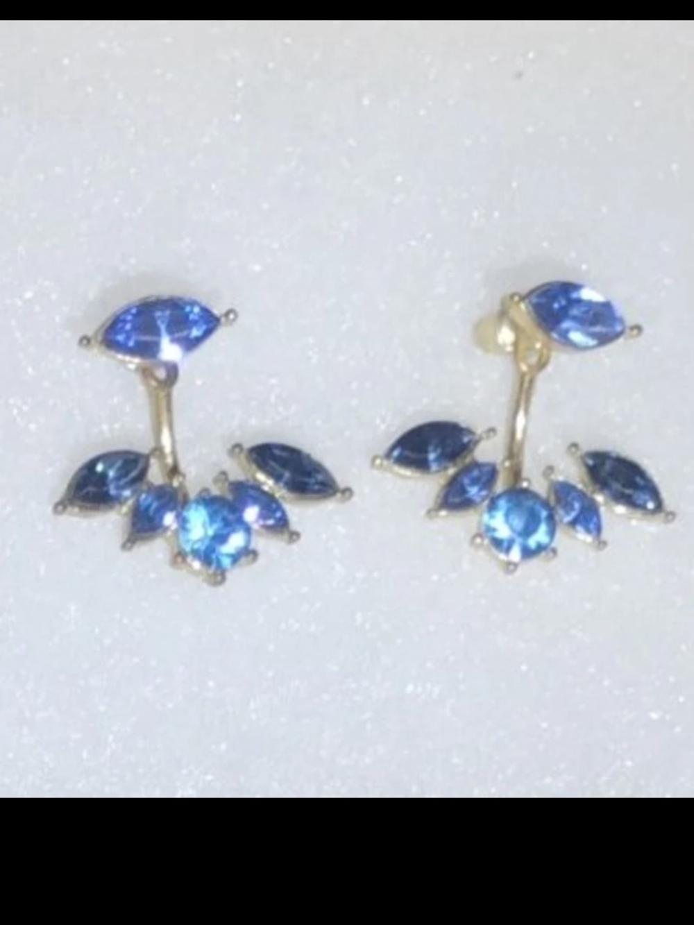 Elegant Blue Crystal Ear Climbers